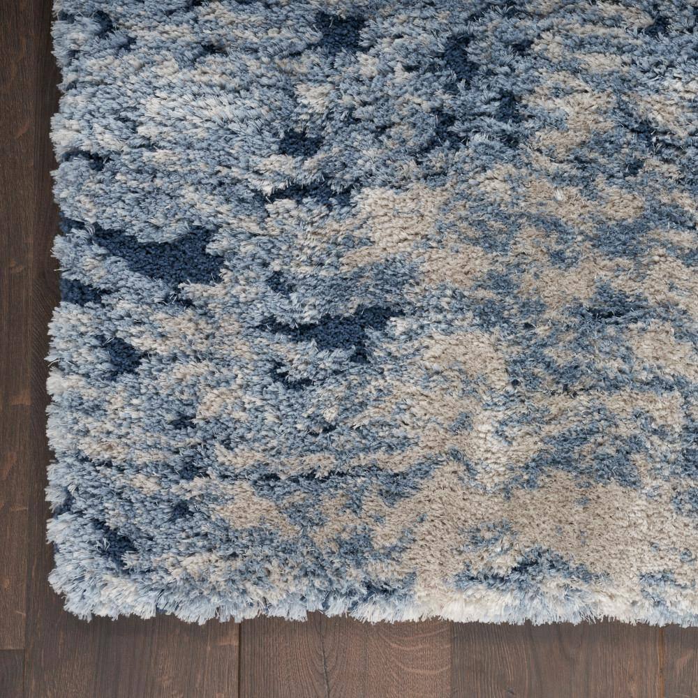 Luxurious Light Blue Abstract Shag 4' x 6' Area Rug