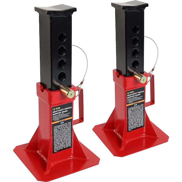 Big Red 12-Ton Heavy-Duty Jack Stands (2-Pack)