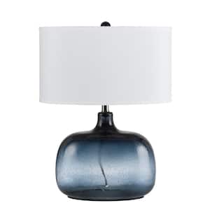 24.25 in. Ocean Blue Glass Table Lamp with Shade