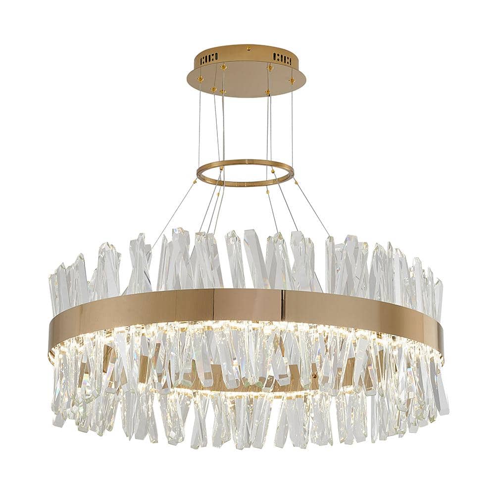 Bethel 32" Gold Metal LED Chandelier with Clear Crystal Accents