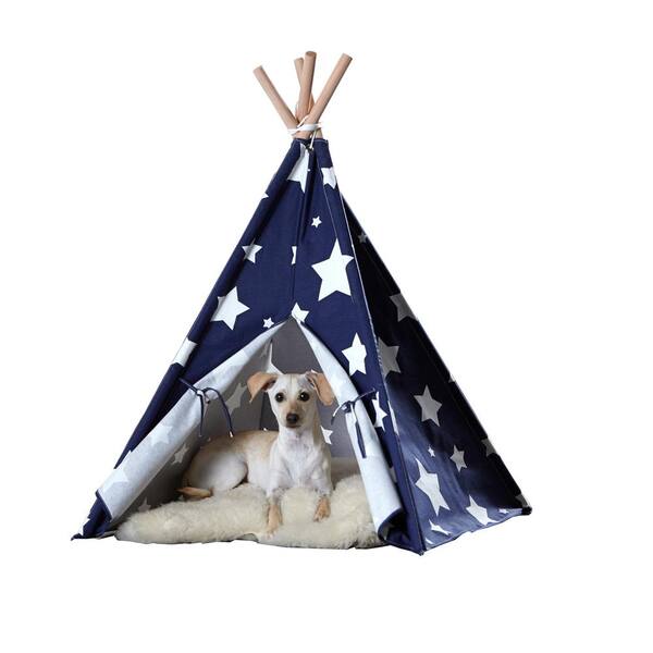 zoovilla Medium Blue with White Stars Pet Teepee