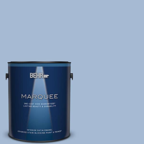 Behr Marquee 1 Gal M530 3 Perennial Blue One Coat Hide Satin Enamel Interior Paint Primer 745001 The Home Depot - Behr Marquee Blue Paint Colors