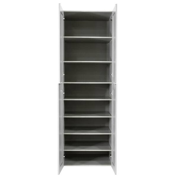 LIFEART CABINETRY Anchester Assembled 30 in. x 90 in. x 27 in. Tall Pantry with 4 Doors in Light Gray