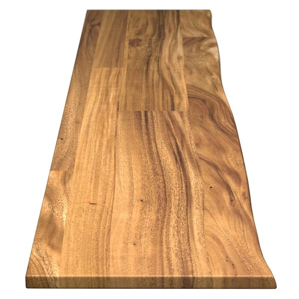 Hampton Bay 10 ft. L x 25 in. D Finished Saman Solid Wood Butcher