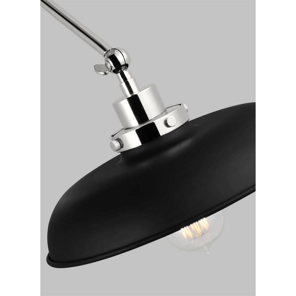 Midnight Black and Polished Nickel Dome Sconce