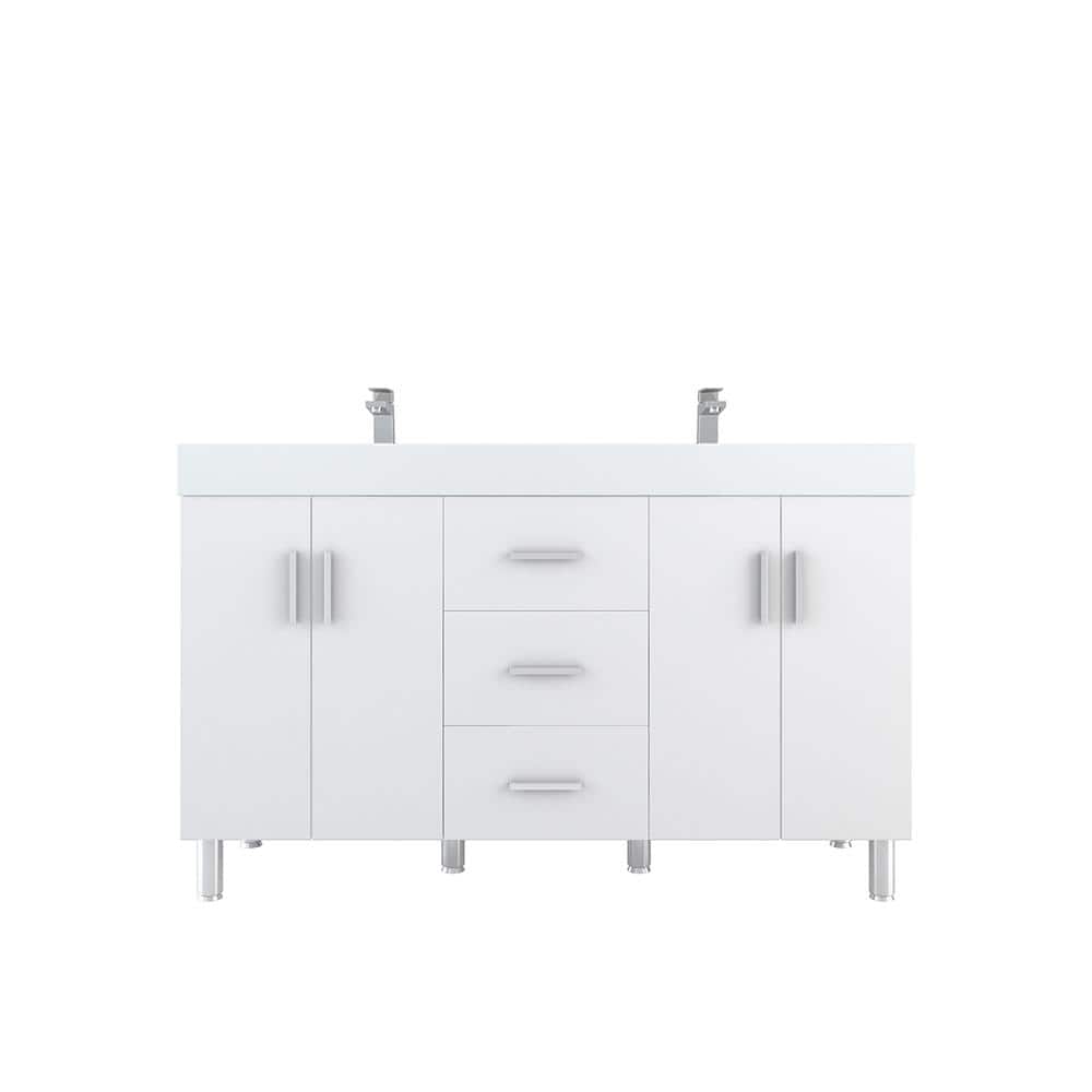Ripley 56 in. W x 19 in. D x 36 in. H Vanity in White with Acrylic Vanity T