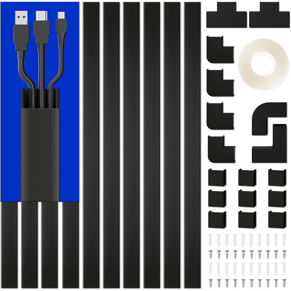 13.1 ft. PVC Cable Management Raceway, Connectors for Cord Cover (15.7 in. 