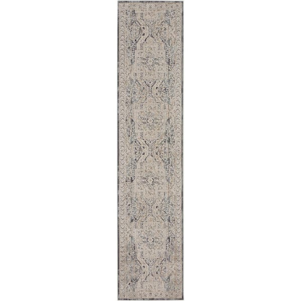 Nourison Lynx Ivory Charcoal 2 ft. x 12 ft. All-over design Transitional Runner Area Rug