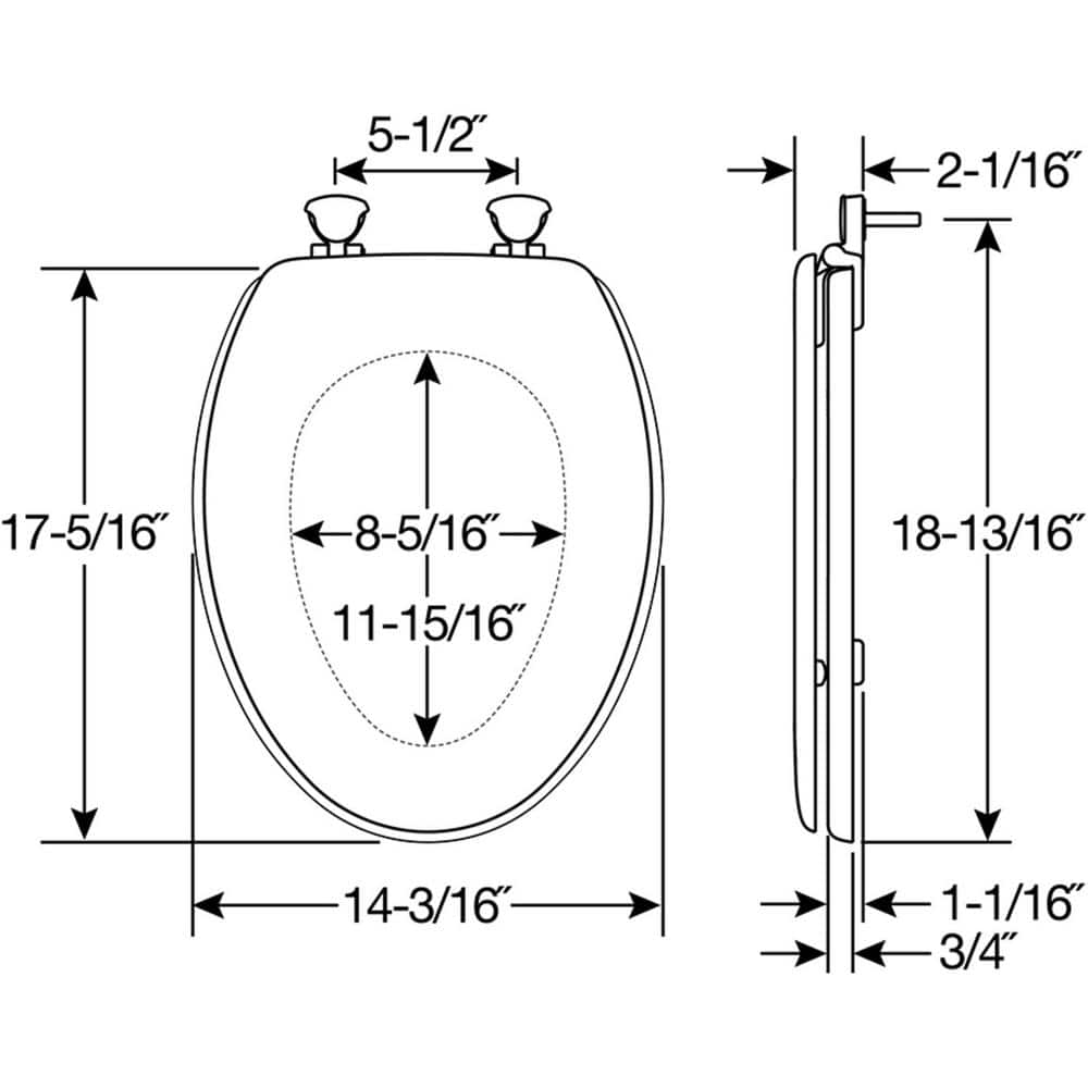 White Elongated Molded Wood Toilet Seat with Lift-Off Hinges