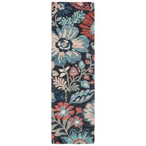 Jardin Charcoal/Blue 2 ft. x 8 ft. Floral Gradient Runner Rug