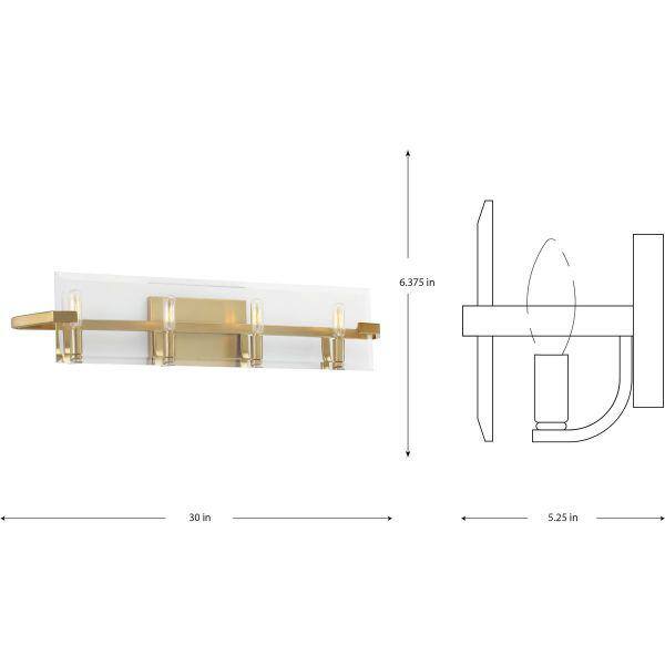 Cahill Brushed Bronze 4-Light Vanity Fixture with Clear Glass