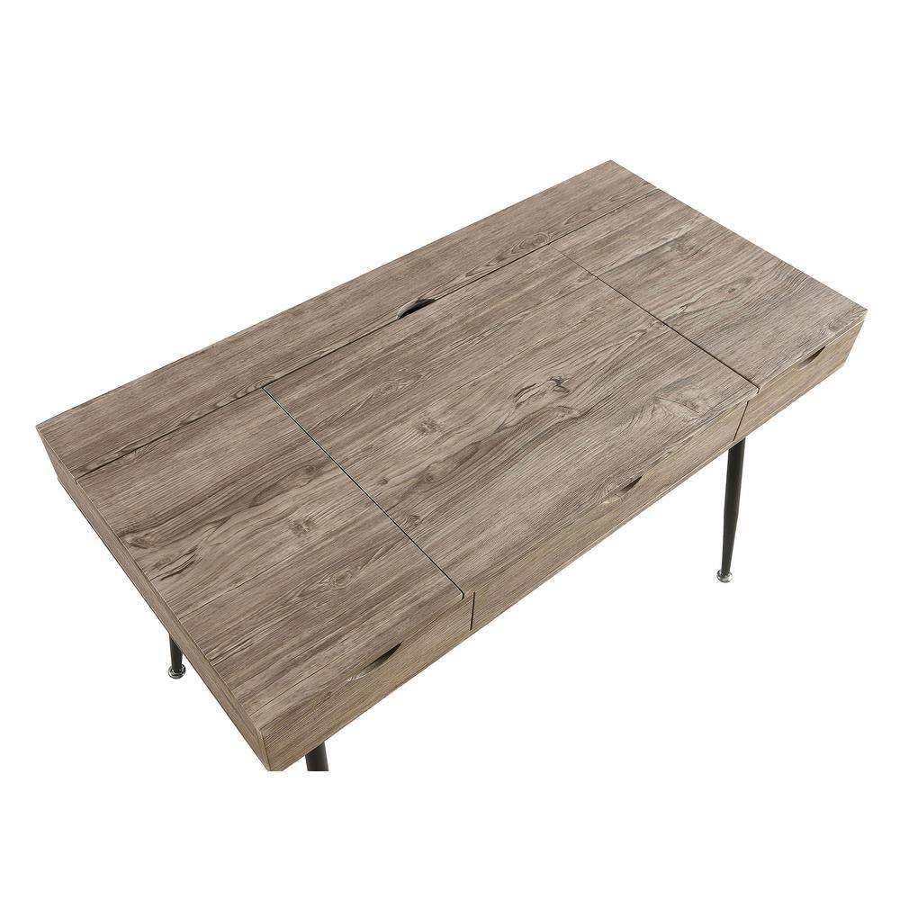 Transitional Rustic Driftwood Corner Home Office Desk with Drawer