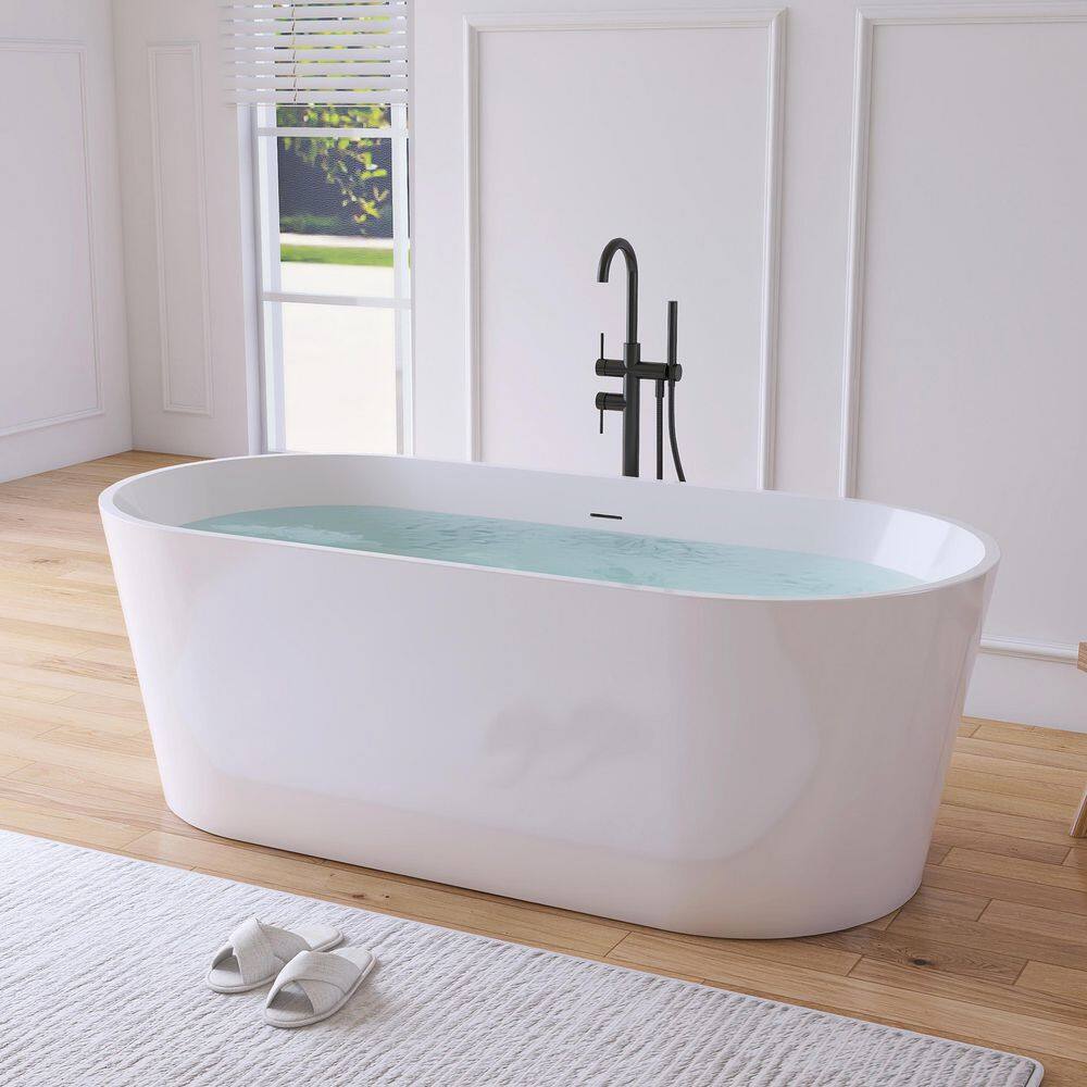 67 in. x 32 in. Acrylic Flatbottom Freestanding Soaking Bathtub in White price history on PriceWatchPro