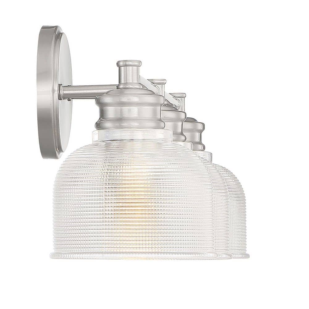 Brushed Nickel 3-Light Vanity Light with Clear Glass Shades