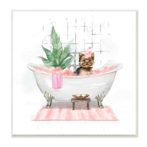 Chic Yorkie Dog in Pink Bubble Bath By Ziwei Li Unframed Print Abstract Wall Art 12 in. x 12 in.