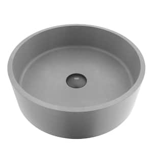 Palermo Gothic Gray Concreto Stone 15 in. L x 15 in. W x 5 in. H Round Vessel Bathroom Sink