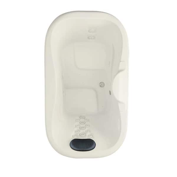 Aquatic Infinity 7 - 72 in. Acrylic Center Drain Oval Drop-In Air Bath/ Whirlpool Bathtub with Heater in Biscuit