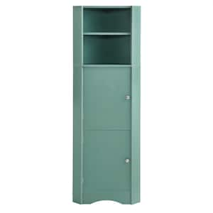 15" W x 15" D x 61" H Ready to Assemble MDF Floor Base Kitchen Corner Cabinet in Green with 2-Doors and 4 Shelves