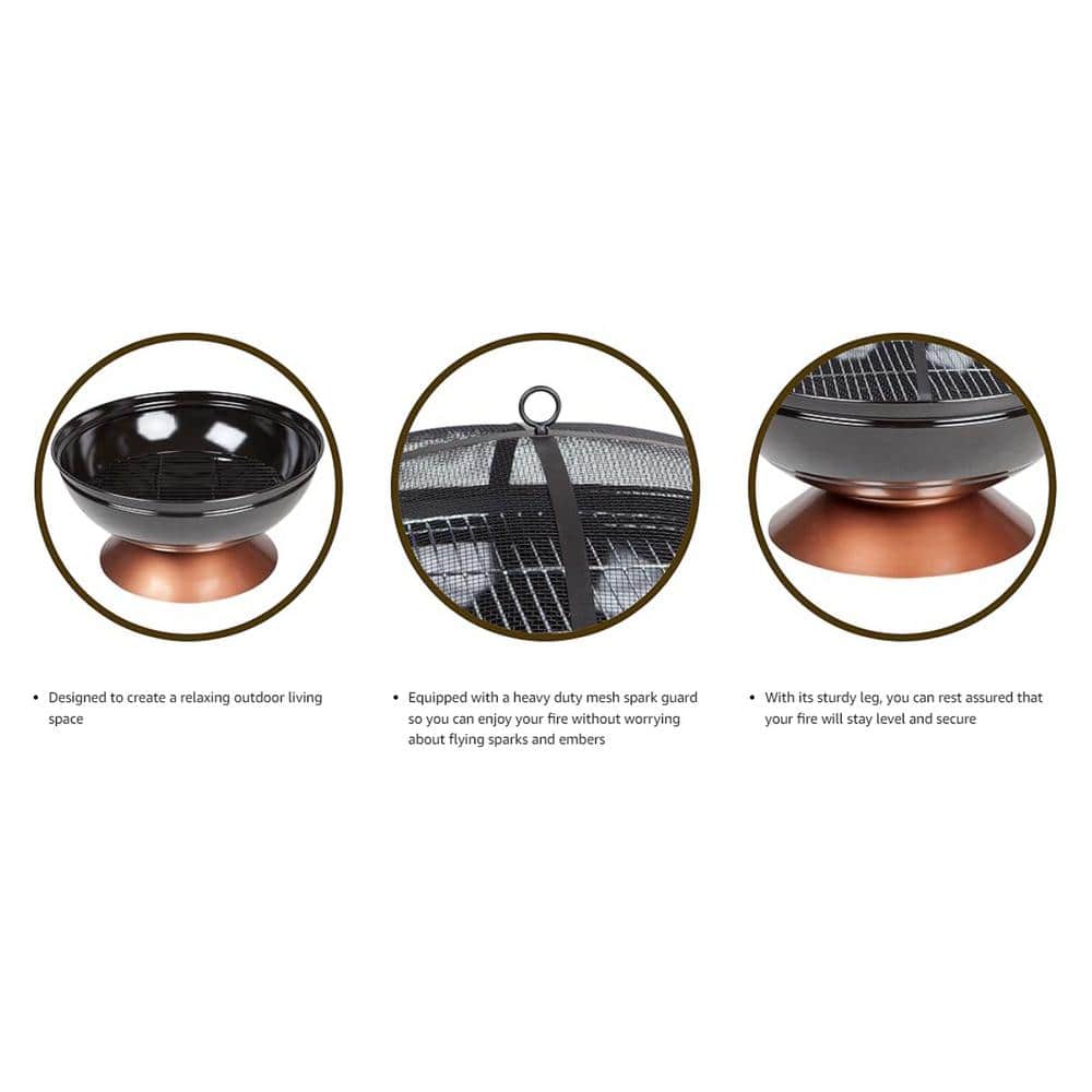 Degano 26" Black and Copper Round Wood Burning Fire Pit