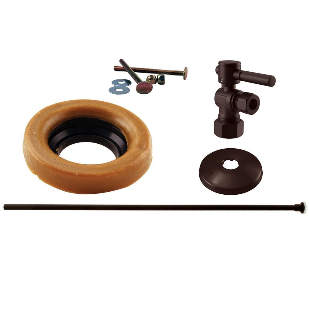 Westbrass 1/2 in. Nominal Compression Lever Handle Angle Stop Toilet Installation Kit in Oil