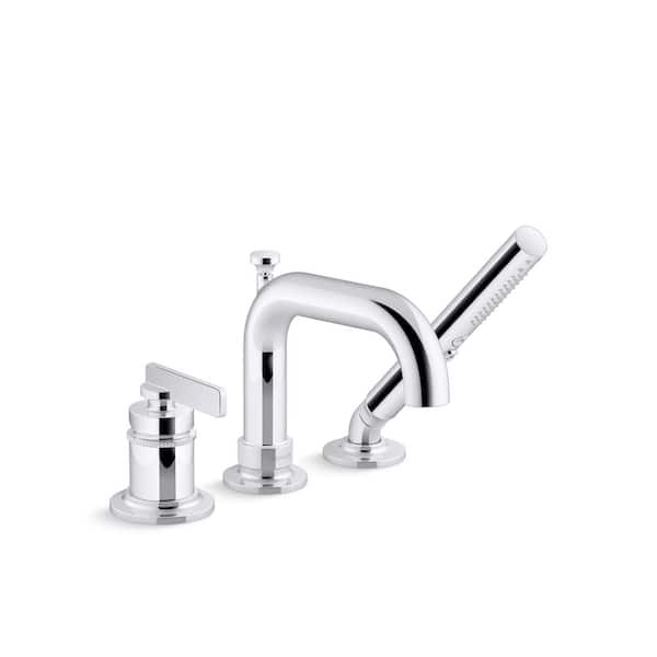 KOHLER Castia By Studio McGee Single Handle Deck-Mount Bath Faucet with Handshower in Polished Chrome