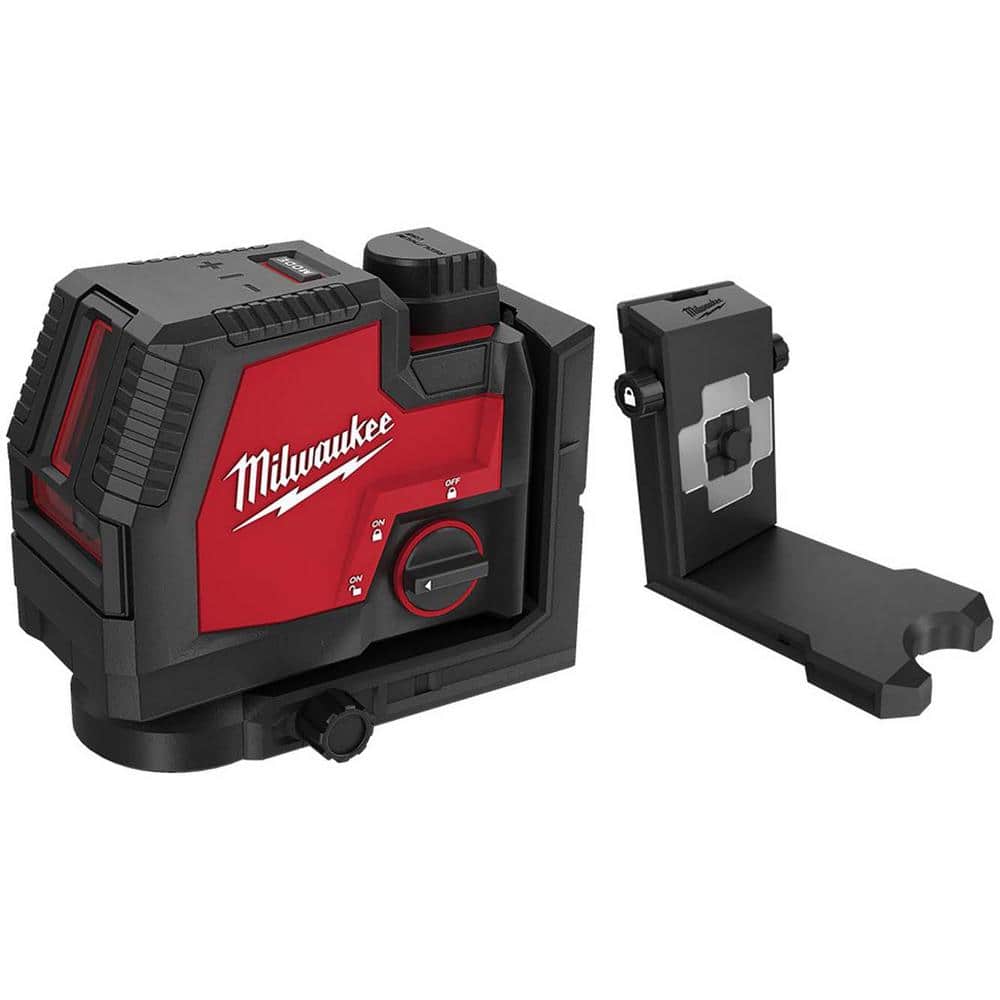 Milwaukee 100 ft. USB Green Rechargeable Cross Line Laser Level with Charger with 360° Quick Connect Laser Mount 3521-21-48-35-1311 - The Home Depot