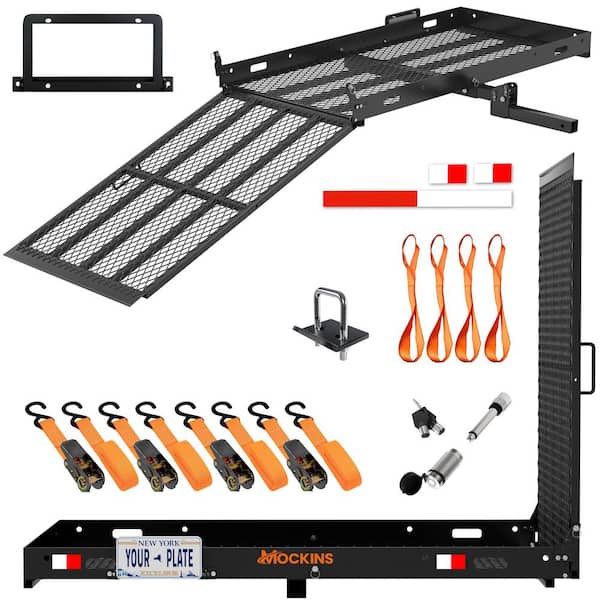 60 in. x 30 in. x 4 in. XL Folding Wheelchair Carrier for Car, SUV, Truck, Van w Ramp, Stabilizer, Hitch Lock and Straps