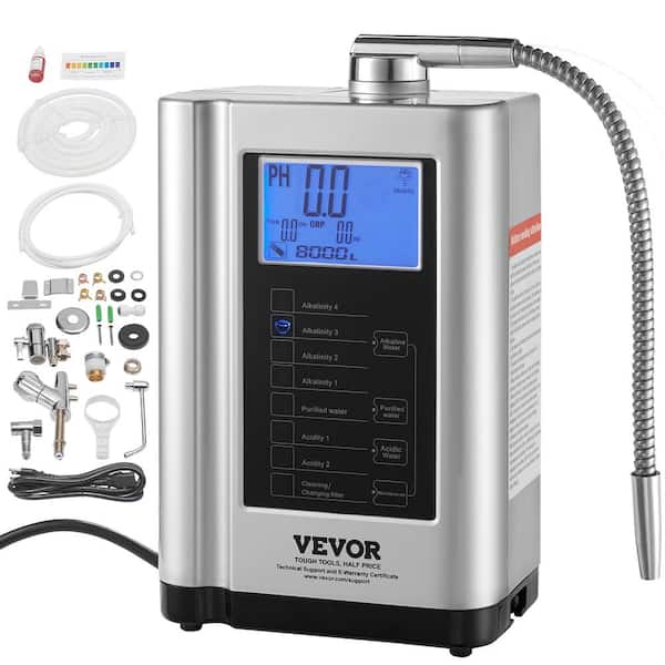 VEVOR Alkaline Water Ionizer Machine pH 3.5-10.5 Alkaline Acidic Hydrogen Water Purifier 7 Water Settings Filtration System