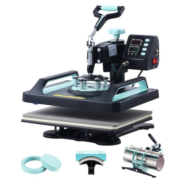 Heat Press Machine 12 x 15 in. 5 in 1 Heat Transfer Machine with 30oz Tumbler Press, 360° Swing Away Digital T-Shirt