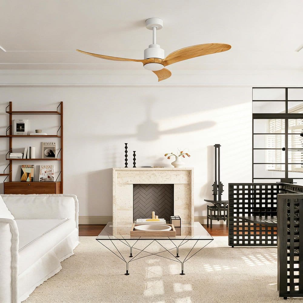 52 in. Smart White+Natural Low Profile Standard Flush Mount Ceiling Fan with Dimmable Integrated LED and Remote Control price history on PriceWatchPro