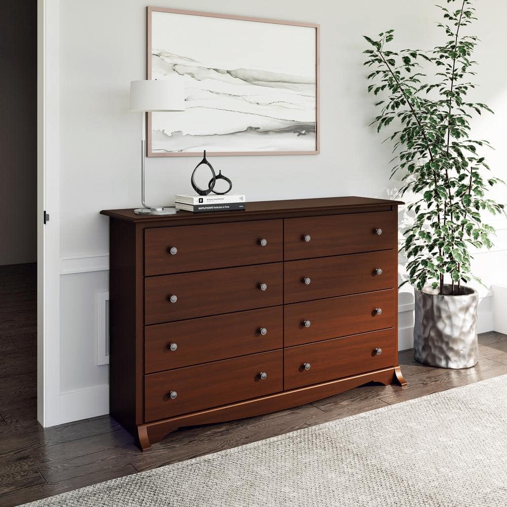 Cherry Monterey Double Dresser with 8 Deep Drawers and Roller System