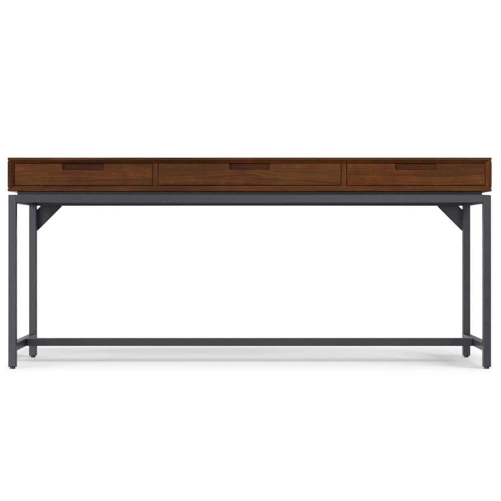 Walnut Veneer Executive Desk with Drawer and Keyboard Tray