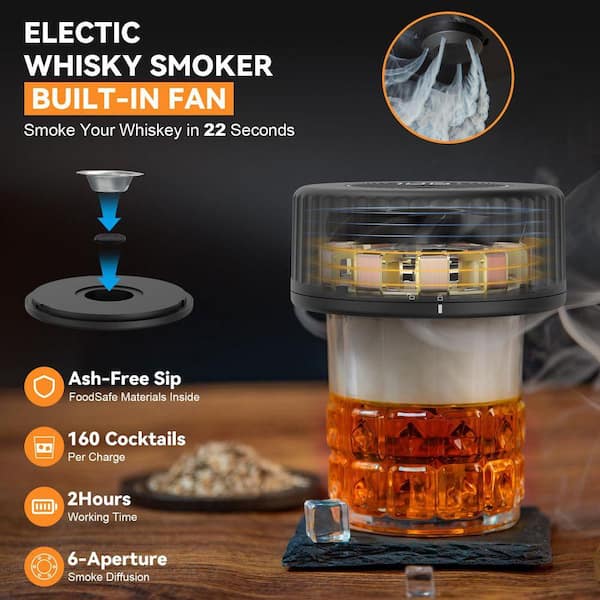 Lynzavix Black Electric Whiskey Smoker with 6 Wood Chip Flavors