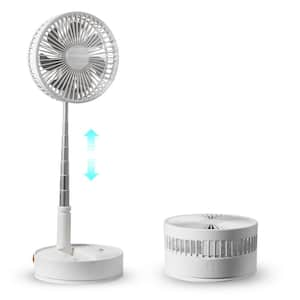 8 in. Foldable Oscillating Standing Fan with Remote Control, 4 Speed Adjustable Portable Desk Quiet Fan, 7200 mah USB