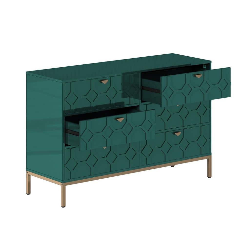 Green Medium Wood 6-Drawer Freestanding Accent Cabinet