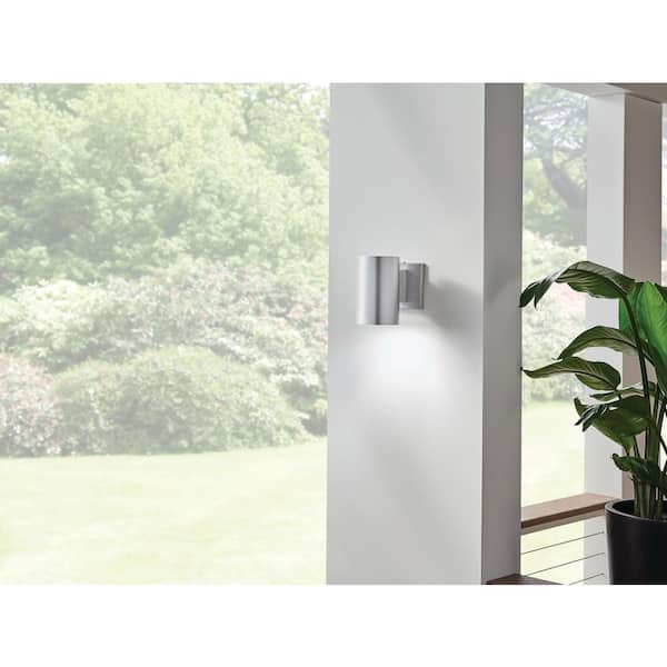 Independence 7 in. 1-Light Brushed Aluminum Outdoor Hardwired Wall Lantern Sconce with No Bulbs Included (1-Pack)