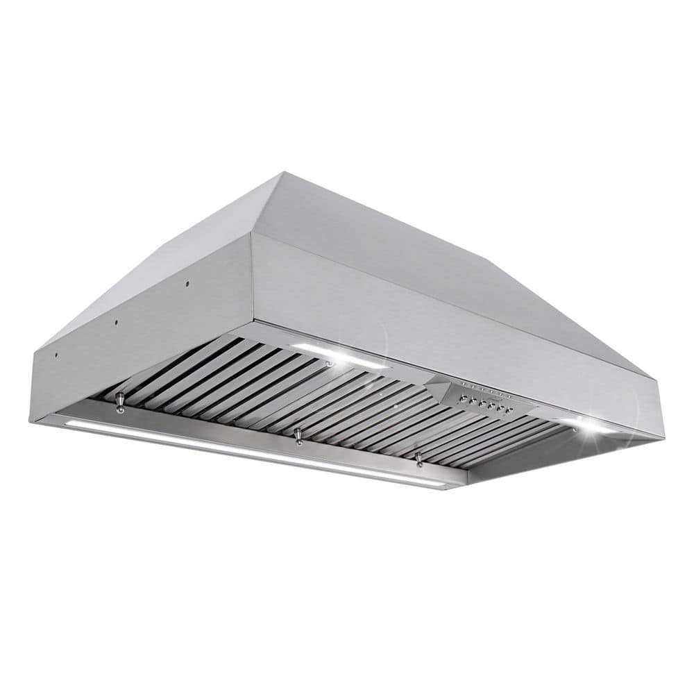 36 in. 600 CFM Ducted Stainless Steel Range Hood Insert with 4-Speed, 3 CCT LED Light and Heat Sensor Auto Speed