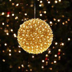 Sphere Ornament with Warm White Flashing LED Lights