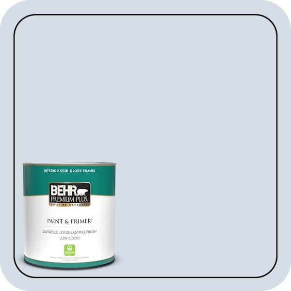BEHR PREMIUM PLUS 1 qt. #590E-2 Snow Ballet Semi-Gloss Enamel Low Odor Interior Paint & Primer