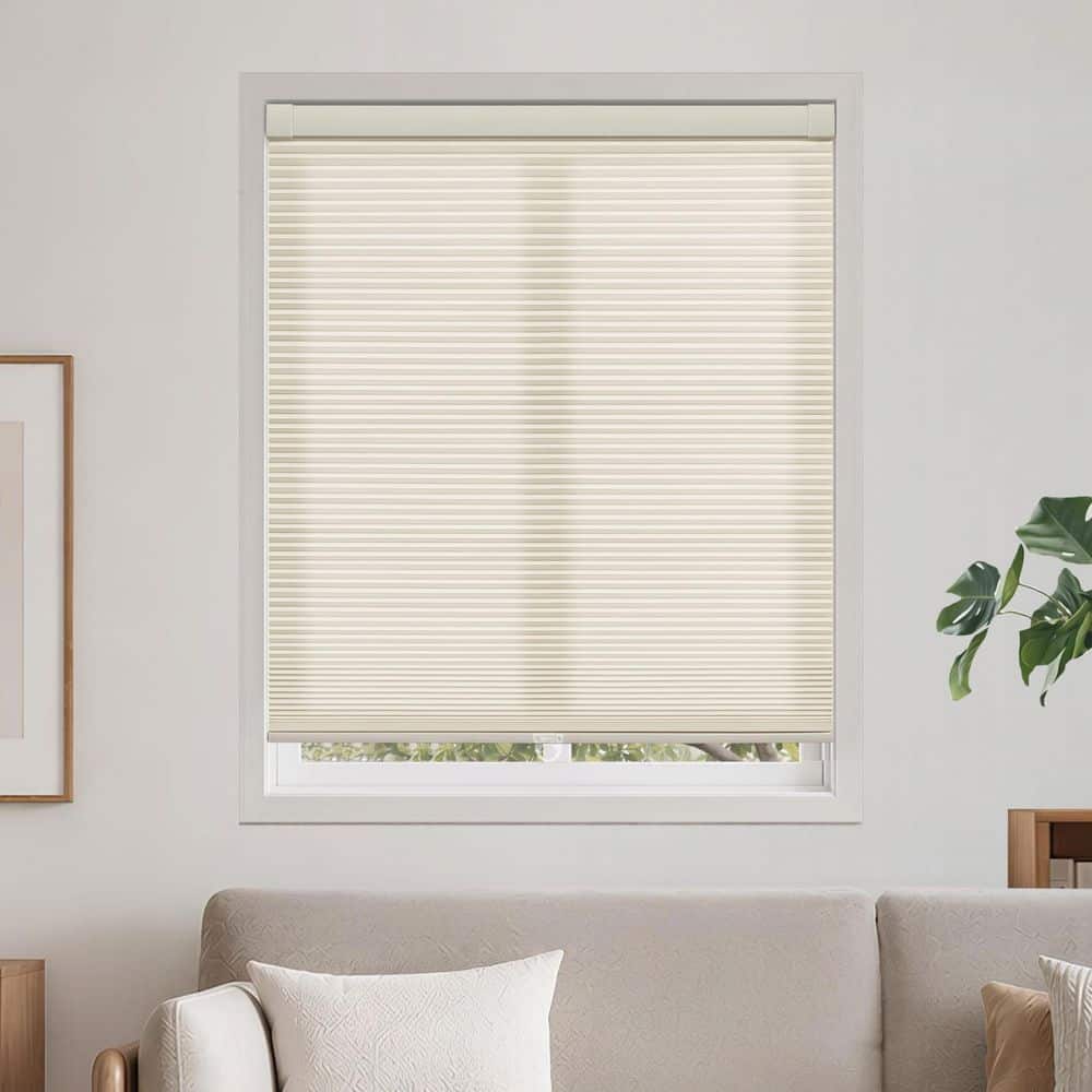 Beige Cordless Light Filtering No Drill No Tool Polyester Cellular Shades - 23 in. W x 48 in. L price history on PriceWatchPro