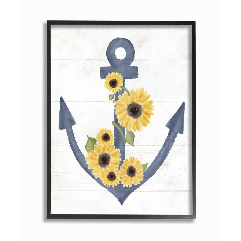 UPC 049182769862 product image for Countryside Anchor with Sunflower Vine Floral Detail by Daphne Polselli Framed N | upcitemdb.com