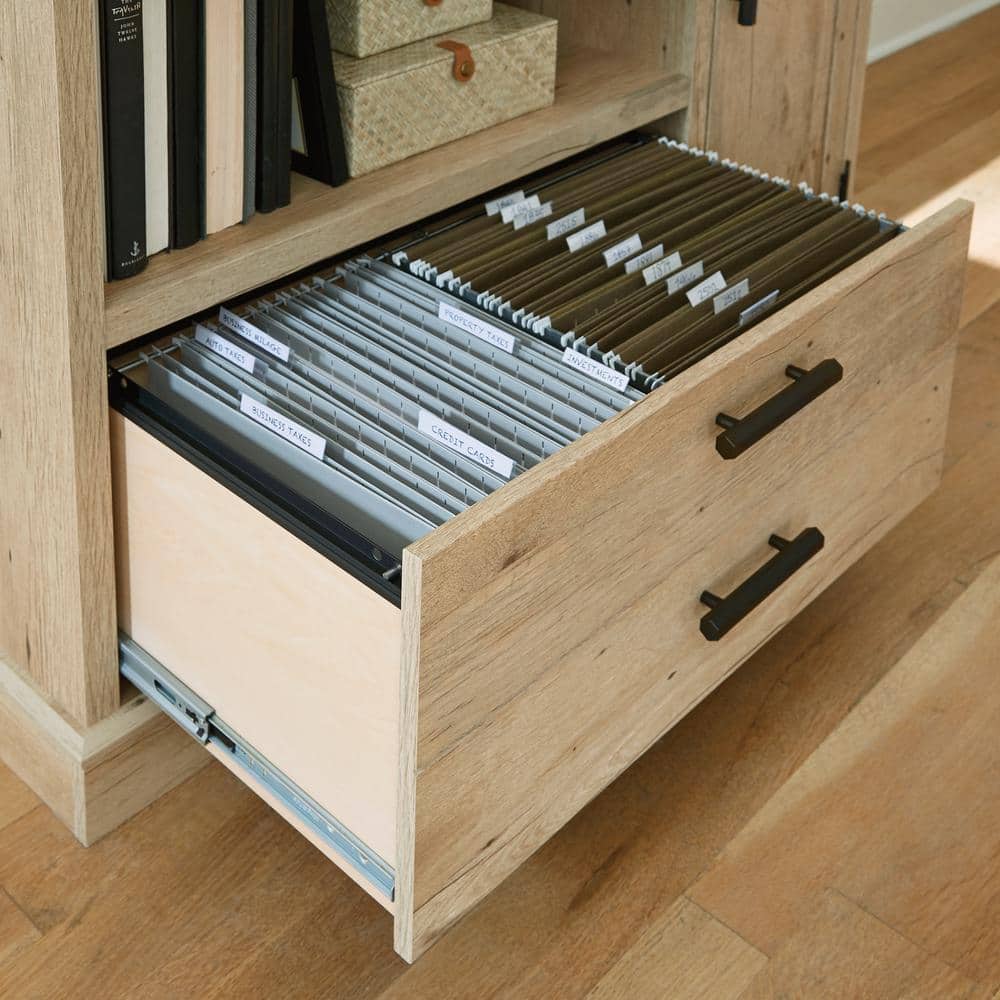 Prime Oak Small Credenza with Adjustable Shelf and File Drawer
