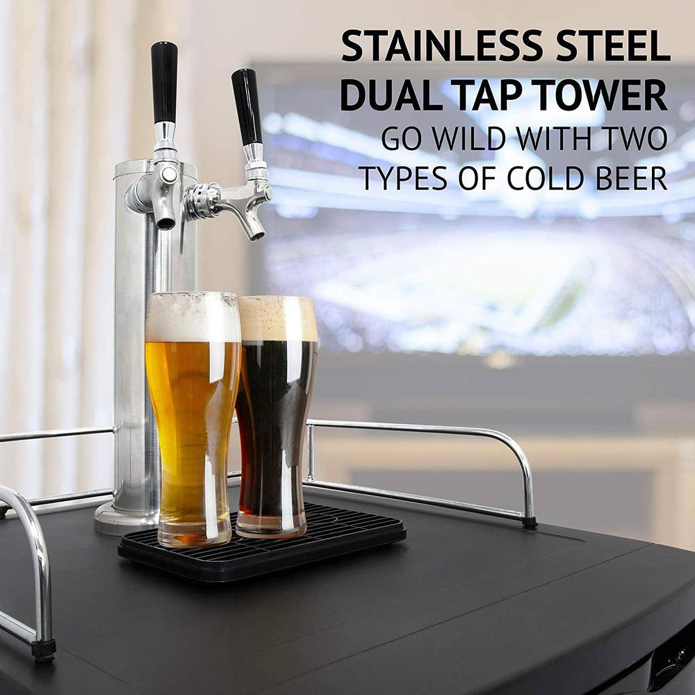 Black Stainless Steel Dual Tap Freestanding Kegerator with Adjustable Temperature