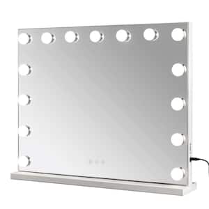 Hollywood Bathroom Vanity Mirror Lights 15-Bulbs 23 x 18 in. Rectangle Tabletop or Wall Mounted 1 x 10 x Magnification