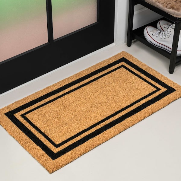Peater Classic Casual Commerical Natural Coir Natural/Black Border 17 in. x 30 in. Indoor/Outdoor Mat