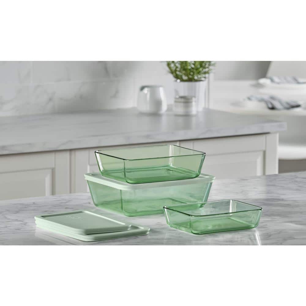 Green Glass Rectangle Meal Prep Storage Set with Lids