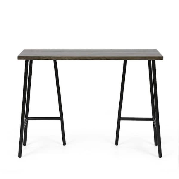 Noble House Darke 42 in. Modern Industrial Handmade Mango Wood Console Table, Brown and Black