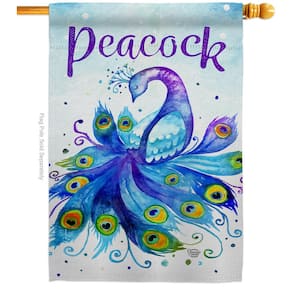 28 in. x 40 in. Beautiful Peacock Garden Friends House Flag Double-Sided Decorative Vertical Flags
