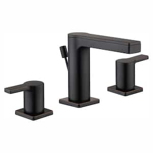 Modern Contemporary 8 in. Widespread Double-Handle Low-Arc Bathroom Faucet in Bronze