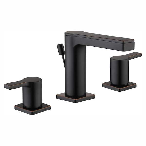 Glacier Bay Modern Contemporary 8 in. Widespread 2-Handle Low-Arc Bathroom Faucet in Bronze